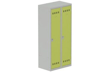 [Pas de famille] - [Pas de sous famille] - Vestiaire industrie salissante 2 portes (fermeture cadenas) H180xL80xP50cm coffre gris clair/ porte(s) anis