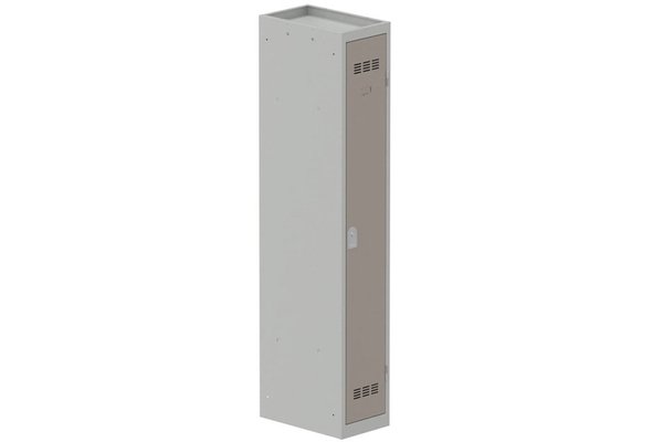 [Pas de famille] - [Pas de sous famille] - Vestiaire industrie propre 1 porte (serrure 2 clés) H180xL30xP50cm coffre gris clair/ porte(s) basalte