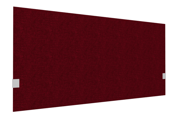 PANNEAUX ECRANS POUR BUREAU DROIT SOLO - Pour bureaux largeur 140 cm - SECRET Panneau-écran acoustique H74cm pour poste solo L.140cm. 2 faces tissu STEP coloris rouge chiné. pinces de fixation réglables en hauteur coloris aluminium