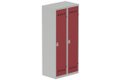 Vestiaire industrie salissante 2 portes (fermeture cadenas) H180xL80xP50cm coffre gris clair/ porte(s) rouge
