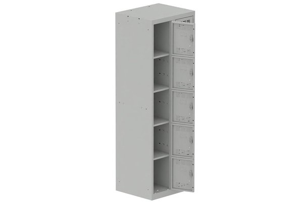 [Pas de famille] - [Pas de sous famille] - Vestiaire multicases 2 colonnes L,30cm 5 cases (fermeture cadenas) H,180xL,60xP,50cm coffre gris clair/portes gris clair
