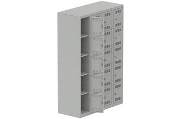 [Pas de famille] - [Pas de sous famille] - Vestiaire multicases 4 colonnes L,30cm 5 cases (fermeture cadenas) H,180xL,120xP,50cm coffre gris clair/portes gris clair