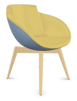 VISITEURS ET FONCTIONNELS - 4 Pieds - Fauteuil COCO revêtement assise et dossier tissus AUSTEA  Coloris intérieur JAUNE TC6-139 - Coloris extérieur Bleu TD2-156