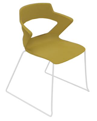 FAUTEUILS/POUFS - Piétement Luge - SWEETY Chaise pied luge H46cm. coque polypropylène coloris JAUNE MOUTARDE. piétement Blanc