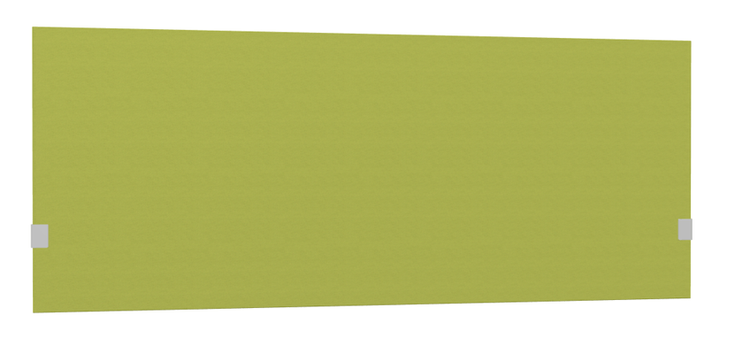 PANNEAUX ECRANS POUR BUREAU DROIT SOLO - Pour bureaux largeur 180 cm - SECRET Panneau-écran acoustique H74cm pour poste solo L.180cm. 2 faces tissu SYNERGY coloris vert clair. pinces de fixation réglables en hauteur coloris aluminium