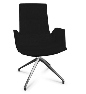 DIRECTION - Visiteurs - KI fauteuil de conférence haut dossier. piétement 4 branches en aluminium poli