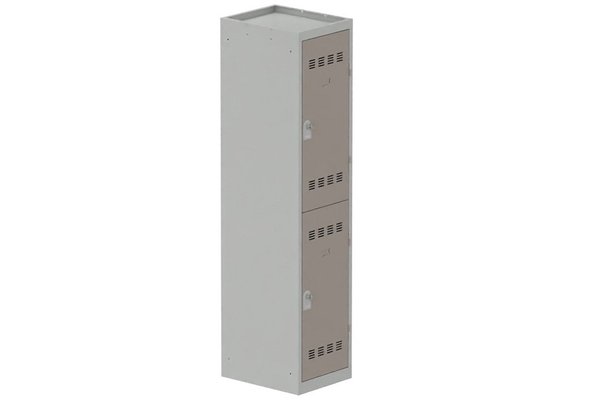 [Pas de famille] - [Pas de sous famille] - Vestiaire multicases 1 colonne L,40cm 2 cases (fermeture cadenas) H,180xL,40xP,50cm coffre gris clair/portes basalte