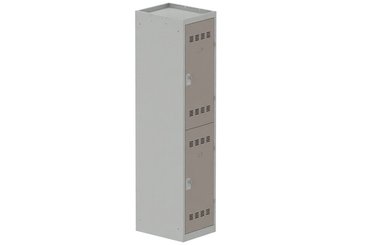 [Pas de famille] - [Pas de sous famille] - Vestiaire multicases 1 colonne L,40cm 2 cases (fermeture cadenas) H,180xL,40xP,50cm coffre gris clair/portes basalte