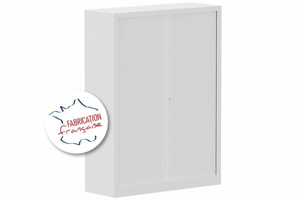ARMOIRES A RIDEAUX - Largeur 120 cm - Armoire à rideaux H160xL120cm 3 tablettes coffre blanc/rideaux blanc