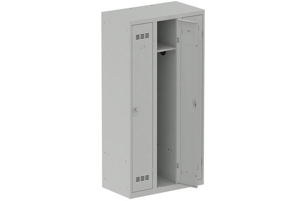 [Pas de famille] - [Pas de sous famille] - Vestiaire industrie propre 3 portes (fermeture cadenas) H180xL90xP50cm coffre gris clair/ porte(s) gris clair