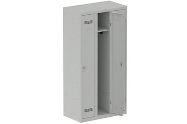 [Pas de famille] - [Pas de sous famille] - Vestiaire industrie propre 3 portes (fermeture cadenas) H180xL90xP50cm coffre gris clair/ porte(s) gris clair