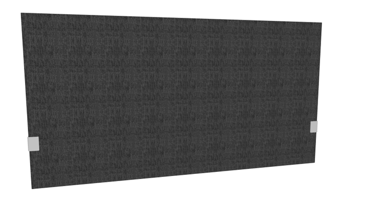PANNEAUX ECRANS POUR BUREAU DROIT SOLO - Pour bureaux largeur 140 cm - SECRET Panneau-écran acoustique H74cm pour poste solo L.140cm. 2 faces tissu BERTA coloris gris noir. pinces de fixation réglables en hauteur coloris aluminium