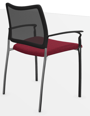 a definir - a definir - OMNIA Fauteuil 4 pieds finition chromée, dos résille coloris noir, assise Tissu framboise coloris WM111