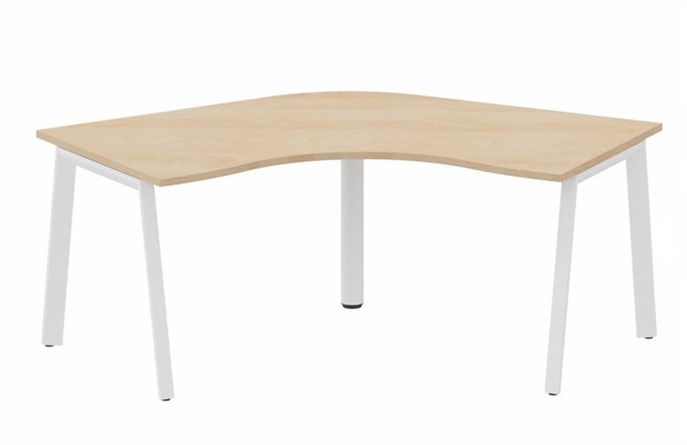 Gamme K8 - Plans compacts - Plan compact 120° symétrique 120 x 120 / 80 cm, structure pied d'angle, plateau hêtre, structure blanc