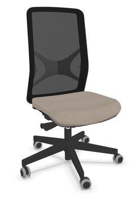 [Pas de famille] - [Pas de sous famille] - Siège EOLE synchrone soutien lombaire RH-Assise réglable en profondeur-Pied, cadre polypro du dossier et résille Noir, Assise Tissu BEIGE L15