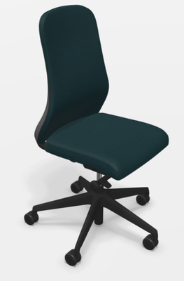 OPERATIVE - Dossier similicuir - MISTRAL tissu-Chaise structure noire synchrone- soutien lombaire - piétement polyamide noir, tissu Lucia YBU-011