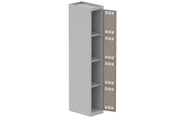 [Pas de famille] - [Pas de sous famille] - Vestiaire multicases 1 colonne L,30cm 4 cases (fermeture cadenas) H,180xL,30xP,50cm coffre gris clair/portes basalte