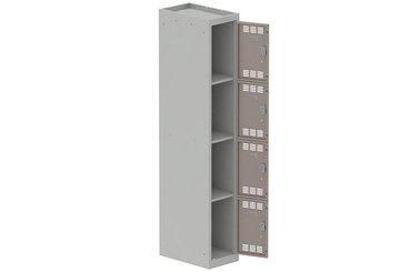 [Pas de famille] - [Pas de sous famille] - Vestiaire multicases 1 colonne L,30cm 4 cases (fermeture cadenas) H,180xL,30xP,50cm coffre gris clair/portes basalte