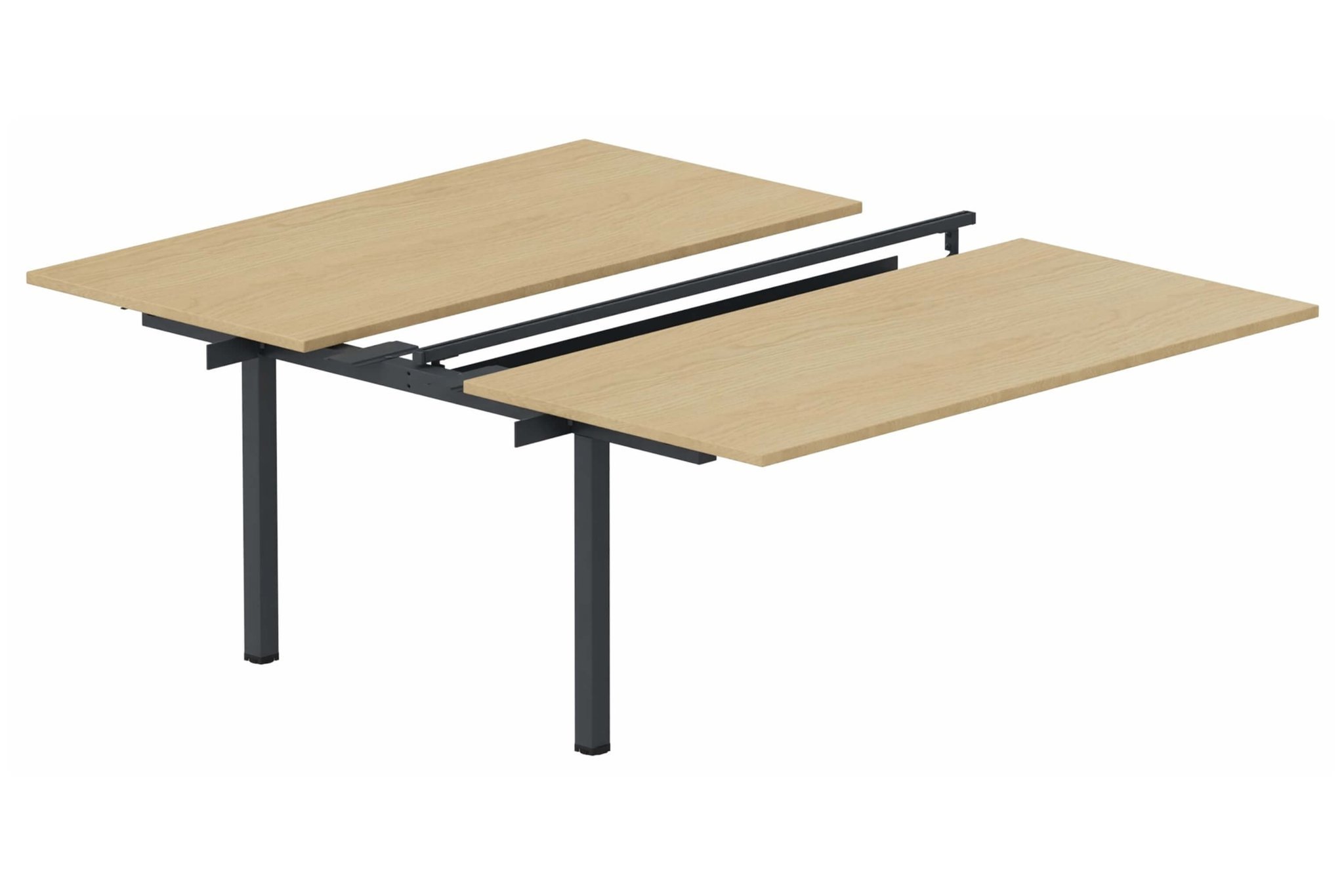 K3 - Bench suivant 2 Plateaux coulissants 160x80 (encombrement P165xL160cm) -Finitions : PLATEAUX: CHENE (CE) / PIETEMENTS: NOIR GRAINE MAT (NG)