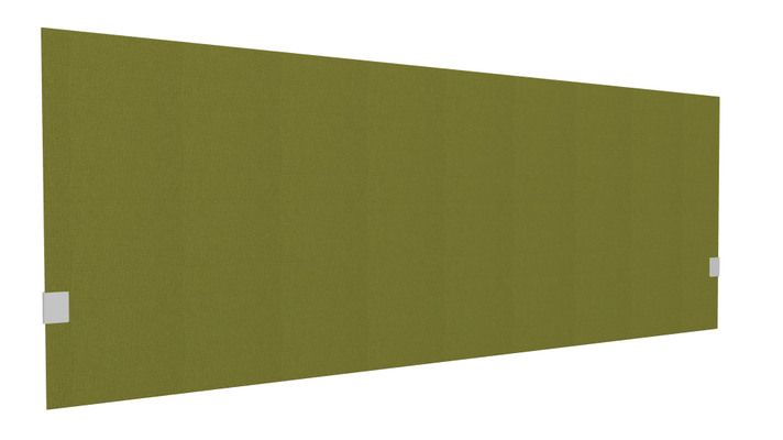 PANNEAUX ECRANS POUR BUREAU DROIT SOLO - Pour bureaux largeur 180 cm - SECRET Panneau-écran acoustique H74cm pour poste solo L.180cm. 2 faces tissu STEP coloris vert. pinces de fixation réglables en hauteur coloris aluminium
