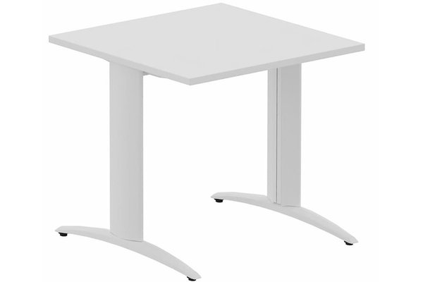 TABLES DE FORMATION - Composables piétement "i" - Module composable pied i, L.80xP.80cm, départ, plateau blanc, structure blanc, plateau blanc, structure blanc