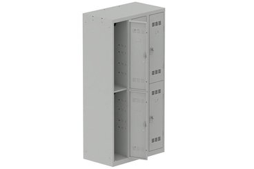 [Pas de famille] - [Pas de sous famille] - Vestiaire multicases 3 colonnes L,30cm 2 cases (fermeture cadenas) H,180xL,90xP,50cm coffre gris clair/portes gris clair