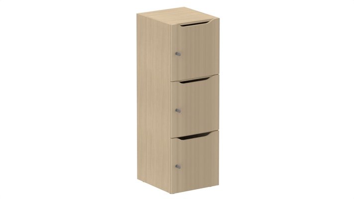 CASIERS - 3 cases - Meuble à cases H.137xL.45xP.50cm - 3 cases H43cm. portes avec découpe en partie haute. serrure à clé