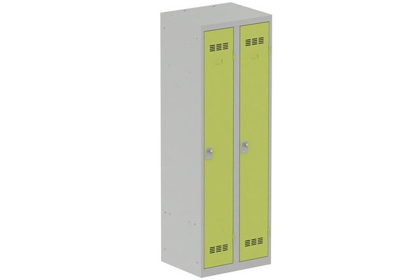 [Pas de famille] - [Pas de sous famille] - Vestiaire industrie propre 2 portes (fermeture cadenas) H180xL60xP50cm coffre gris clair/ porte(s) anis