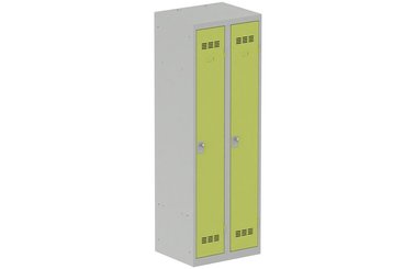 [Pas de famille] - [Pas de sous famille] - Vestiaire industrie propre 2 portes (fermeture cadenas) H180xL60xP50cm coffre gris clair/ porte(s) anis
