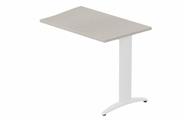Gamme K2 - Extensions - Plans vagues - Retour vague à gauche 90x60cm sur pied, plateau acacia, structure blanc