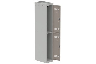 [Pas de famille] - [Pas de sous famille] - Vestiaire multicases 1 colonne L,30cm 2 cases (fermeture cadenas) H,180xL,30xP,50cm coffre gris clair/portes basalte