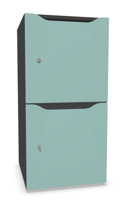 CASIERS - 2 cases - Meuble à cases H.92xL.45xP.50cm - 2 cases H43cm. portes avec découpe en partie haute. serrure à clé