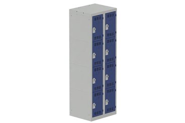 VESTIAIRES MULTICASES - 2 Colonnes - Vestiaire multicases, 2 colonnes L.60cm/8 cases, coffre gris clair/portes bleu foncé