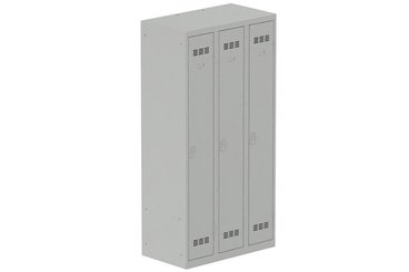 [Pas de famille] - [Pas de sous famille] - Vestiaire industrie propre 3 portes (serrure 2 clés) H180xL90xP50cm coffre gris clair/ porte(s) gris clair