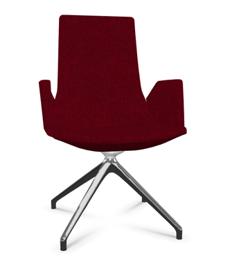 DIRECTION - Visiteurs - KI fauteuil de conférence haut dossier. piétement 4 branches en aluminium poli