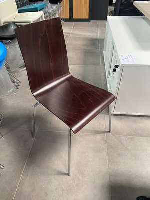 DESTOCKAGE - Chaise - Chaise de cafétariat 4 pieds chromée coque bois wengé