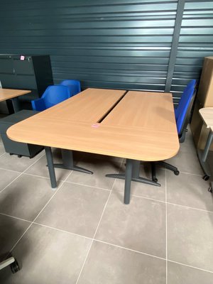 DESTOCKAGE - Accueil & Réunion - Ensemble de deux bureaux 180 x 80 cm avec caisson HB en métal 3 tiroirs, plateau hêtre et piétement anthracite