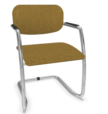 VISITEURS ET FONCTIONNELS - Luge - DIVA fauteuil dos tissu. piétement luge chromé. assise et dossier tissu STEP coloris jaune chiné