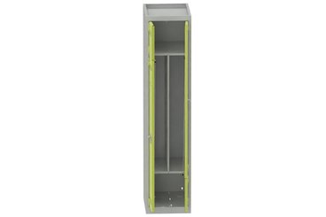 [Pas de famille] - [Pas de sous famille] - Vestiaire gain de place 1 colonne (fermeture cadenas) H,180xL,40xP,50cm coffre gris clair/portes anis