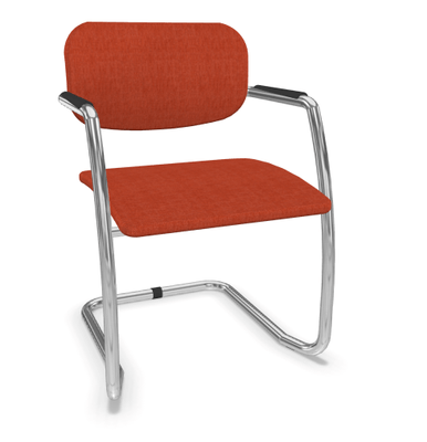 VISITEURS ET FONCTIONNELS - Luge - DIVA fauteuil dos tissu. piétement luge chromé. assise et dossier tissu BERTA coloris rouge