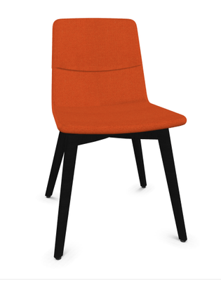 VISITEURS ET FONCTIONNELS - 4 Pieds - MELODY chaise 4 pieds bois. face intérieure tissu STEP orange face extérieure tissu step mélange coloris orange piétement noir