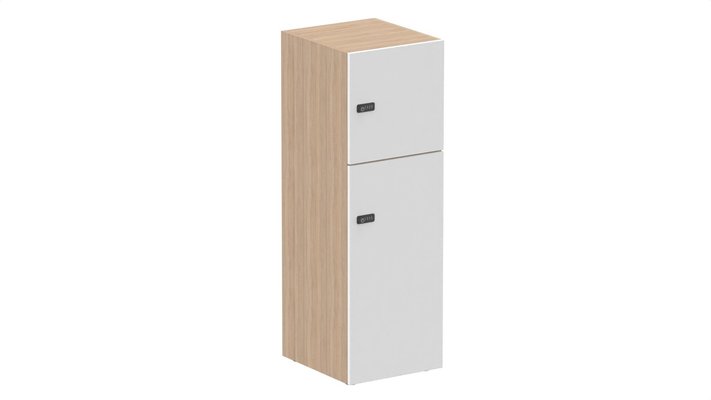 CASIERS - 2 cases - Meuble à cases H.137xL.45xP.50cm - 2 cases : 1 x H86cm (en bas) + 1 x H43cm. portes pleine. serrure à code
