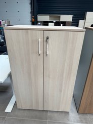 DESTOCKAGE - Rangements - Armoire 2 portes battantes en mélaminé hauteur 120 cm largeur 80 cm, finition acacia coffre couleur blanc