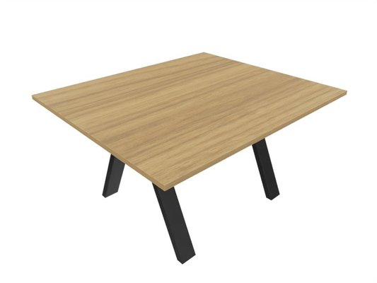 [Pas de famille] - [Pas de sous famille] - X3 Table de réunion rectiligne L140xP120cm. Plateau Noyer et piètement Noir.
