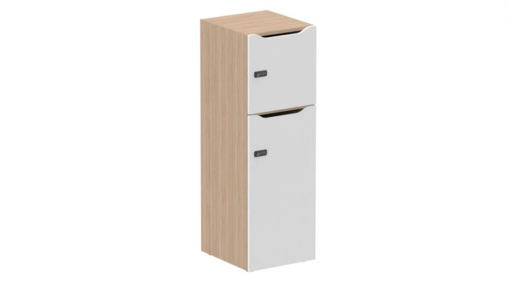 CASIERS - 2 cases - Meuble à cases H.137xL.45xP.50cm - 2 cases : 1 x H86cm (en bas) + 1 x H43cm. portes avec découpe en partie haute. serrure à code