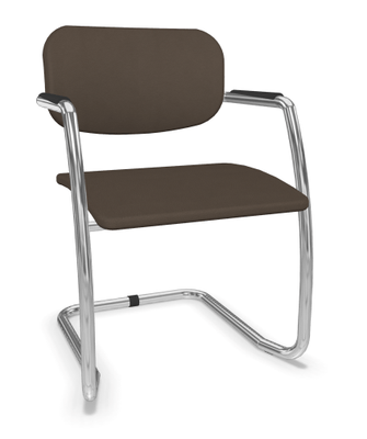 VISITEURS ET FONCTIONNELS - Luge - DIVA fauteuil dos tissu. piétement luge chromé. assise et dossier vinyle RNN coloris gris anthracite