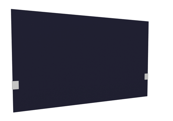 PANNEAUX ECRANS POUR BUREAU DROIT SOLO - Pour bureaux largeur 120 cm - SECRET Panneau-écran acoustique H74cm pour poste solo L.120cm. 2 faces tissu SYNERGY coloris bleu marine. pinces de fixation réglables en hauteur coloris aluminium