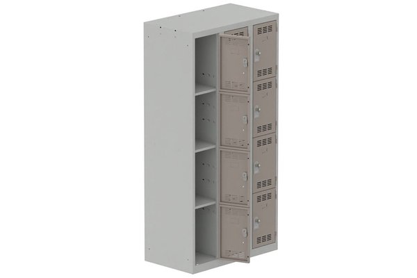 [Pas de famille] - [Pas de sous famille] - Vestiaire multicases 3 colonnes L,30cm 4 cases (fermeture cadenas) H,180xL,90xP,50cm coffre gris clair/portes basalte