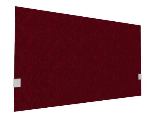 PANNEAUX ECRANS POUR BUREAU DROIT SOLO - Pour bureaux largeur 120 cm - SECRET Panneau-écran acoustique H74cm pour poste solo L.120cm. 2 faces tissu STEP coloris rouge chiné. pinces de fixation réglables en hauteur coloris aluminium