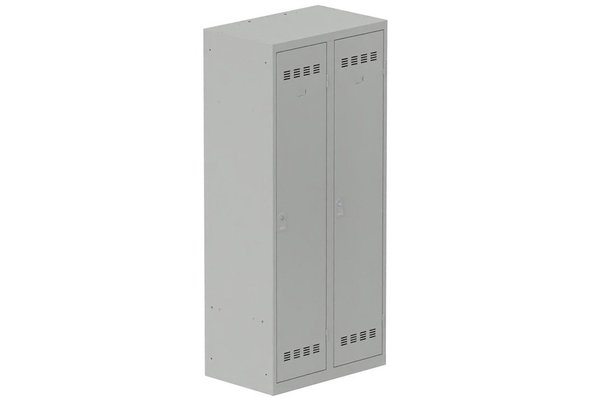 [Pas de famille] - [Pas de sous famille] - Vestiaire industrie salissante 2 portes (serrure 2 clés) H180xL80xP50cm coffre gris clair/ porte(s) gris clair